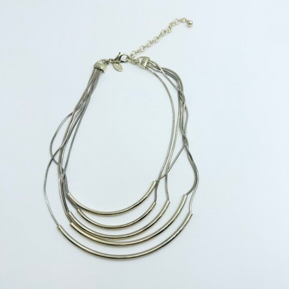 Chico’s Silver Tone Chain Multi Layered Necklace - Picture 3 of 8